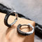 Retro Tang Grass Grain Sense Textured Black Silver Niche Men Women Hoop Earrings